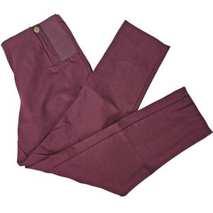 Womens L Anne Klein‎ Wine Red Straight Slim Business Casual Office Comfort Pants